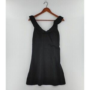 Old Navy Dress Women XS Black Jack Linen-Blend Sleeveless Ruffled Smocked Boho